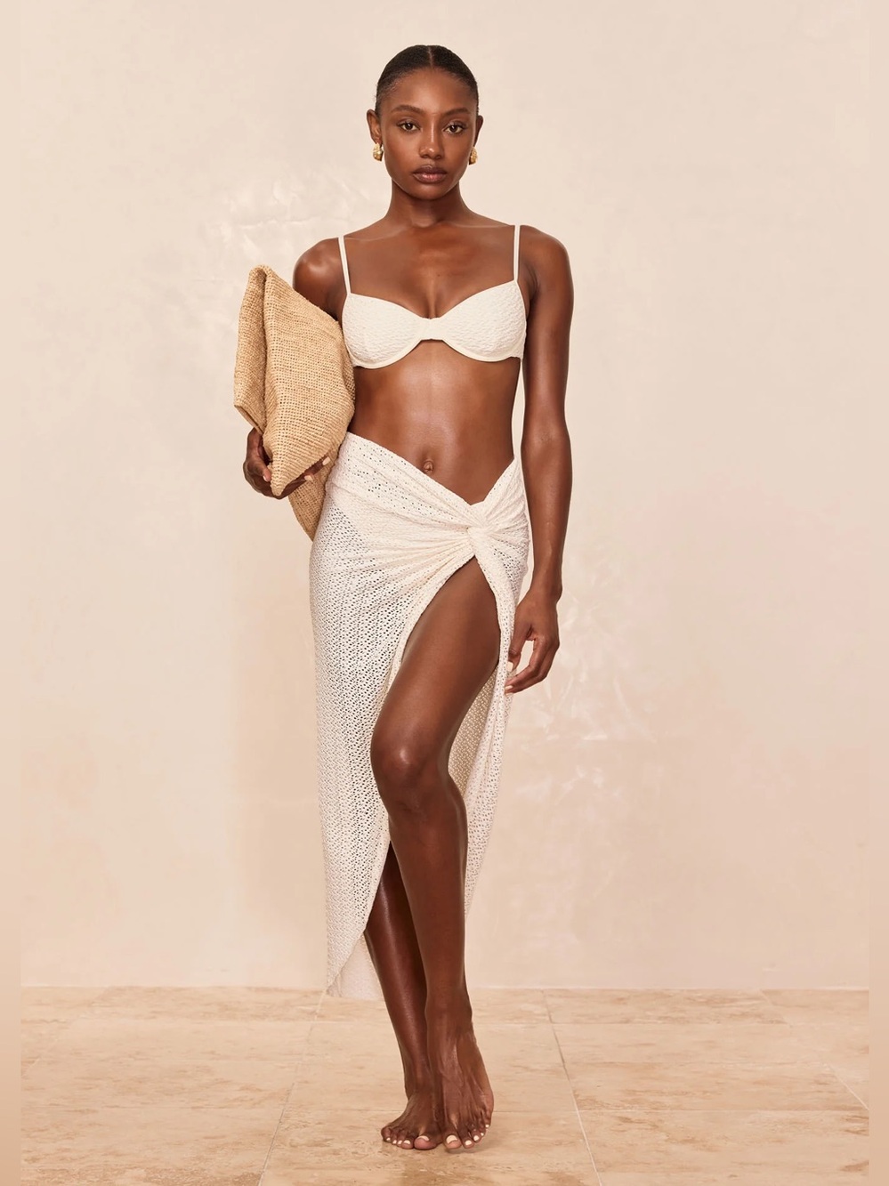 Monday Swimwear - ANDROS SARONG - IVORY CROCHET BNWT